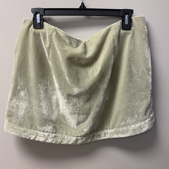 Free People Annalise Velvet Mini Skirt in Sage Green - Picture 5 of 9